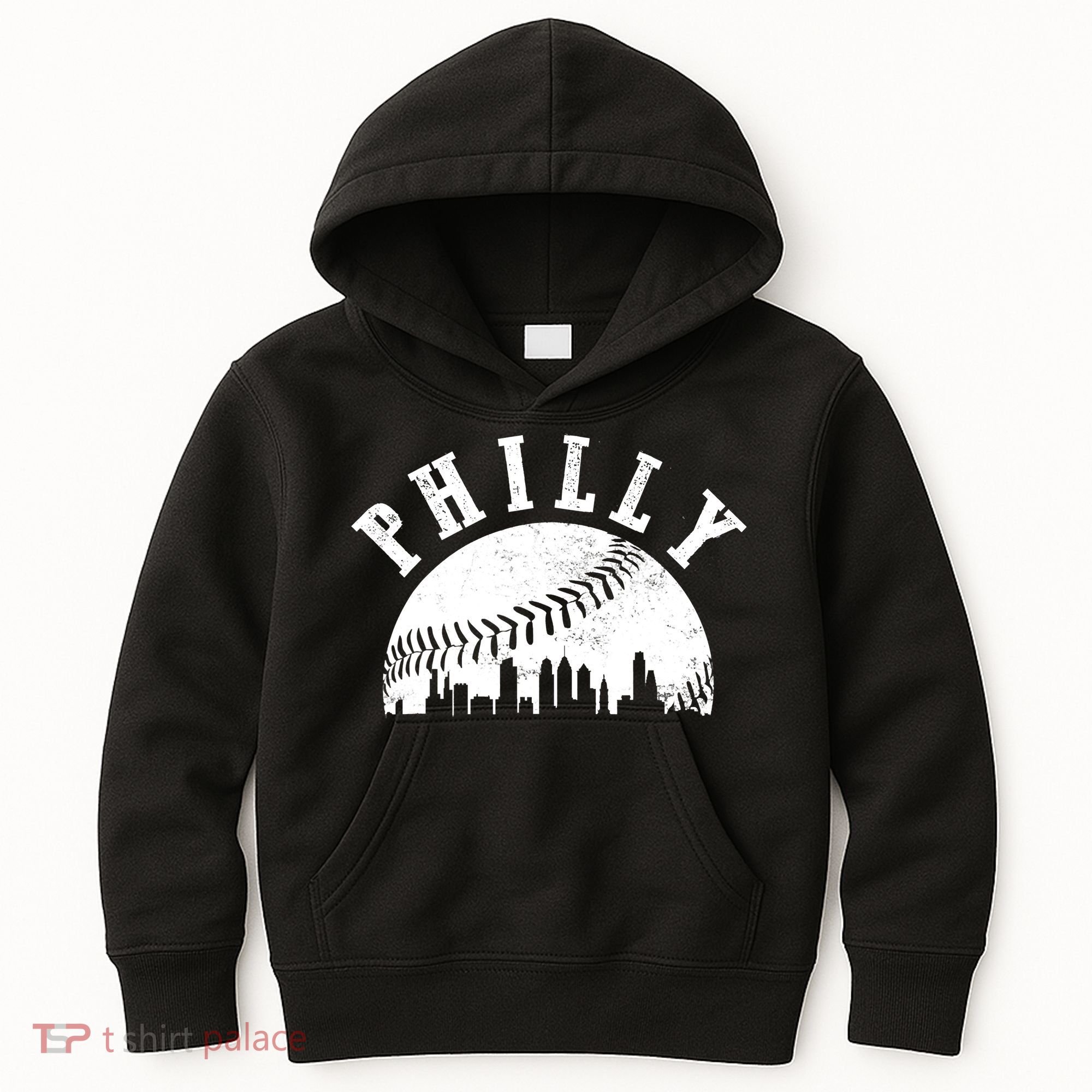 Philly Baseball Sports Skyline Illustration Cityscape Kids Hoodie