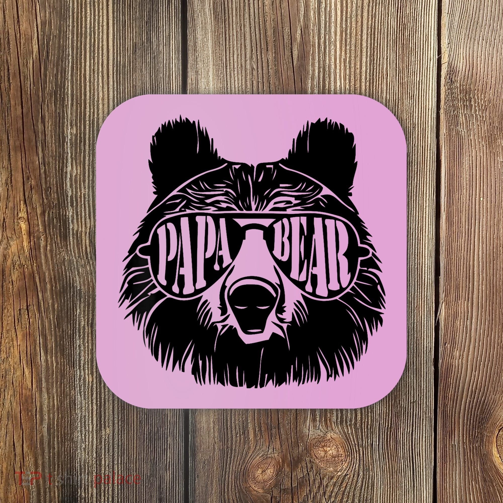 Papa Bear Sunglasses Father's Day Dad Grandpa Coaster