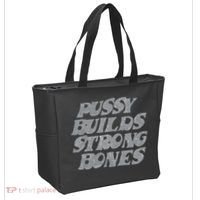 Pussy Builds Strong Bones Funny Meme Tote Bag thumb 2