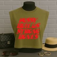 Pussy Builds Strong Bones Garment-Dyed Women's Muscle Tee thumb 3