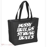 Pussy Builds Strong Bones Funny Meme Tote Bag thumb 2