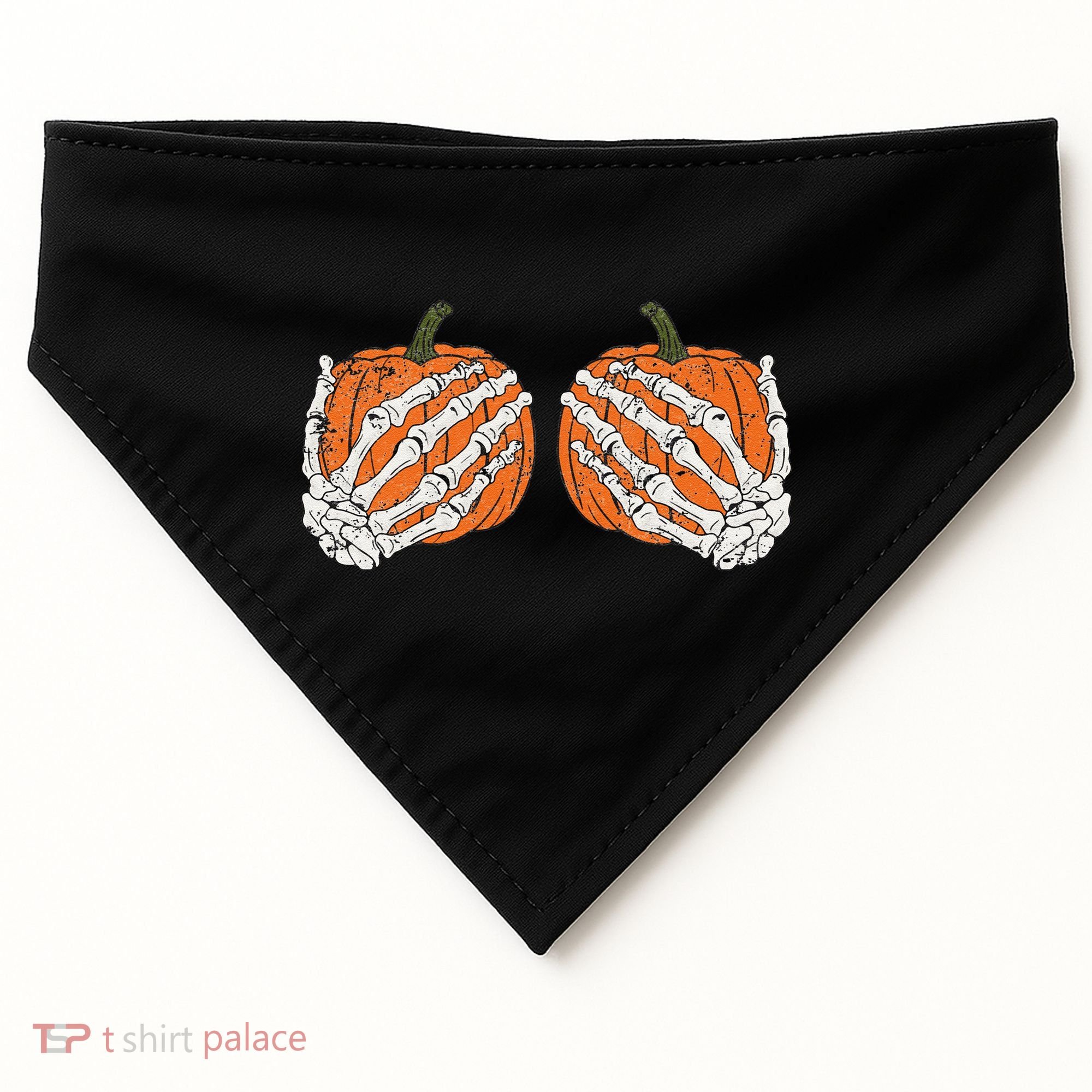 Pumpkin Boobies Skeleton Hands Funnys Funny Halloween Funny USA-Made Doggie Bandana