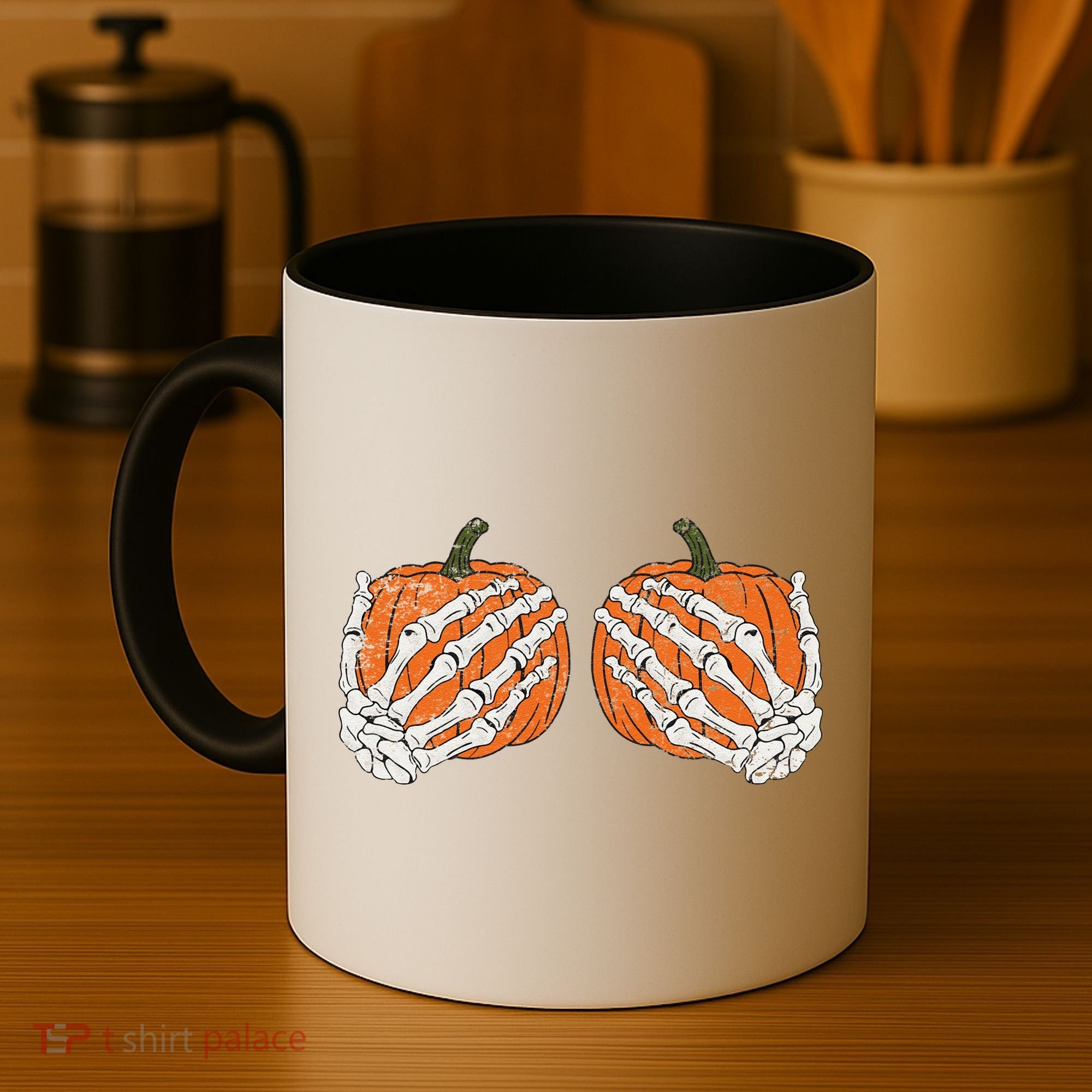 Pumpkin Boobies Skeleton Hands Funnys Funny Halloween Funny Coffee Mug