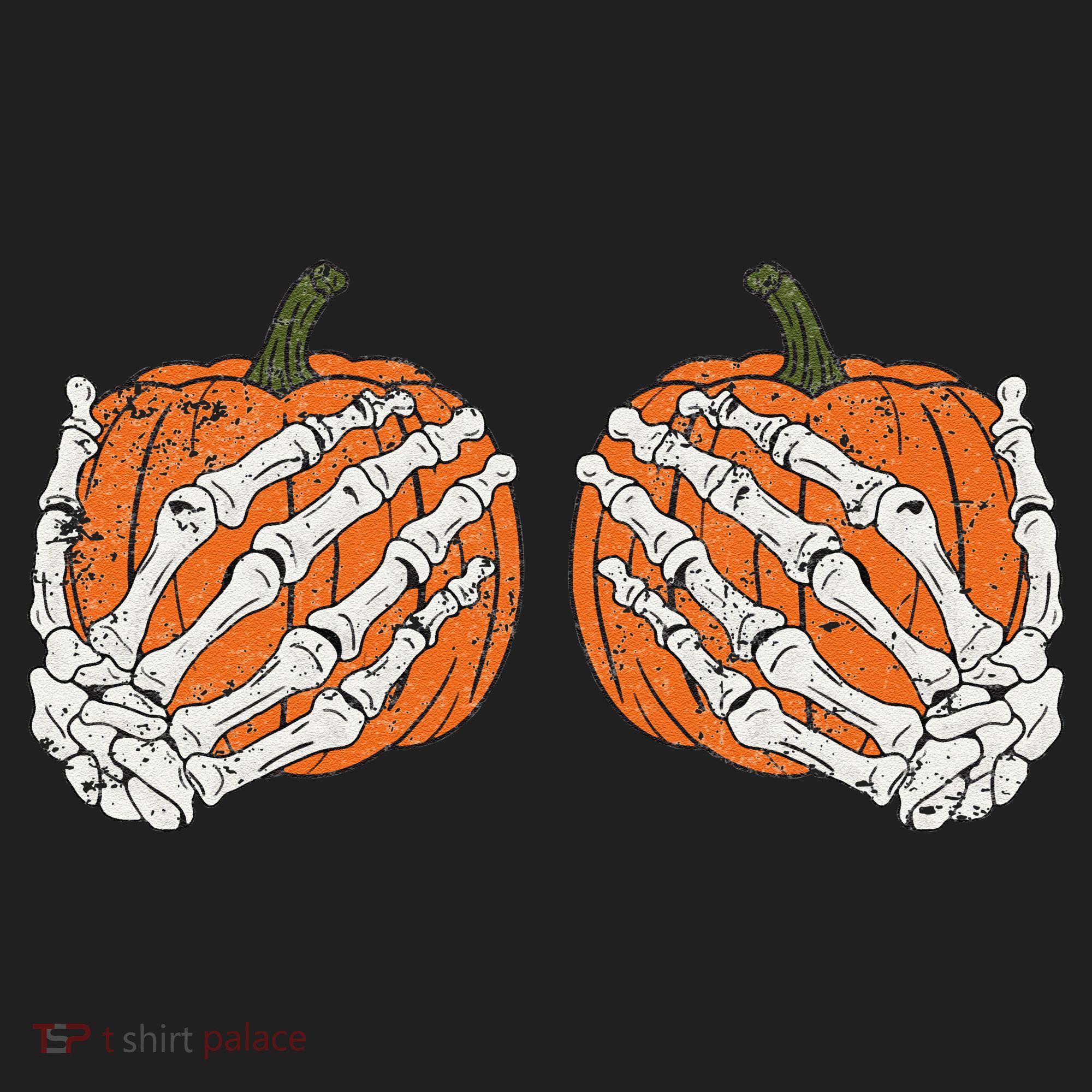 Pumpkin Boobies Skeleton Hands Funnys Funny Halloween Funny Beanie