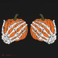 Pumpkin Boobies Skeleton Hands Funnys Funny Halloween Funny Ornament thumb 1