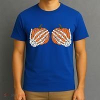 Pumpkin Boobies Skeleton Hands Funnys Funny Halloween Funny T-Shirt thumb 3