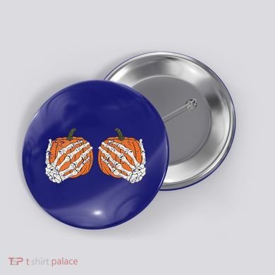 Pumpkin Boobies Skeleton Hands Funnys Funny Halloween Funny Button