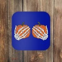 Pumpkin Boobies Skeleton Hands Funnys Funny Halloween Funny Coaster thumb 0