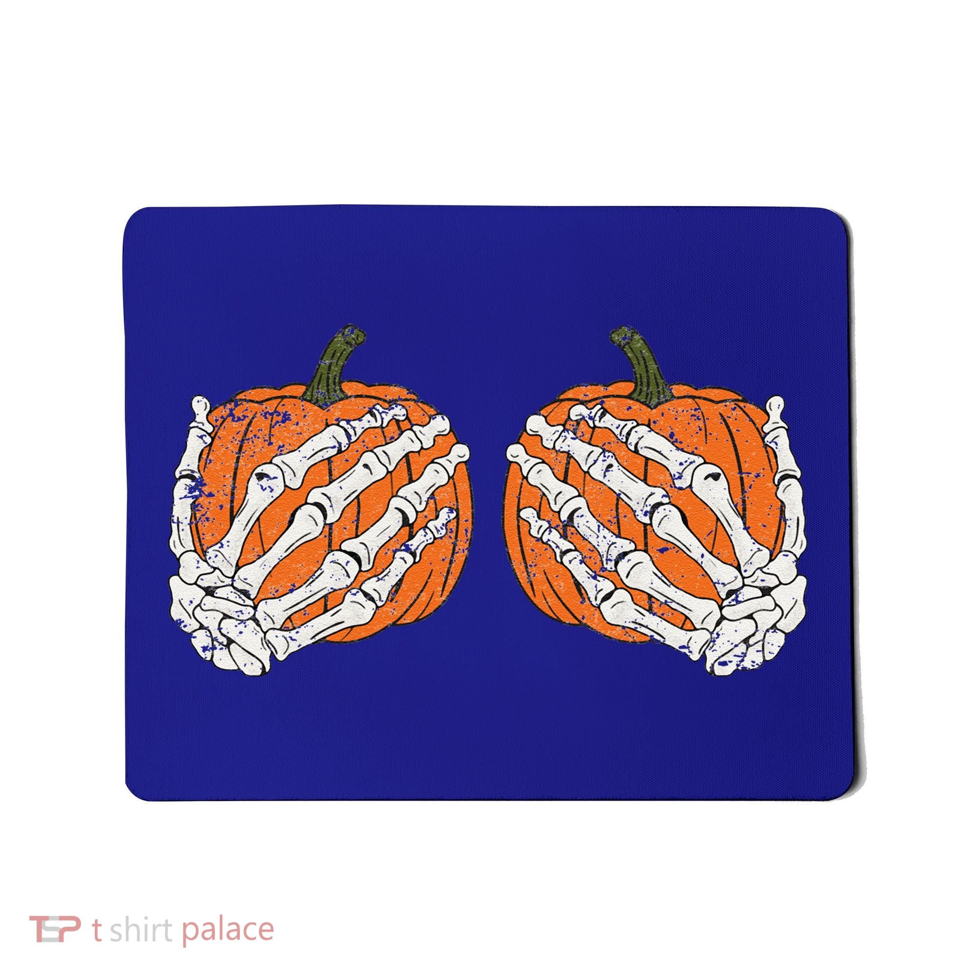 Pumpkin Boobies Skeleton Hands Funnys Funny Halloween Funny Mousepad