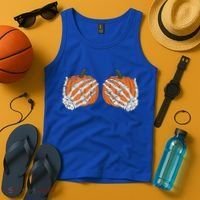 Pumpkin Boobies Skeleton Hands Funnys Funny Halloween Funny Tank Top thumb 4