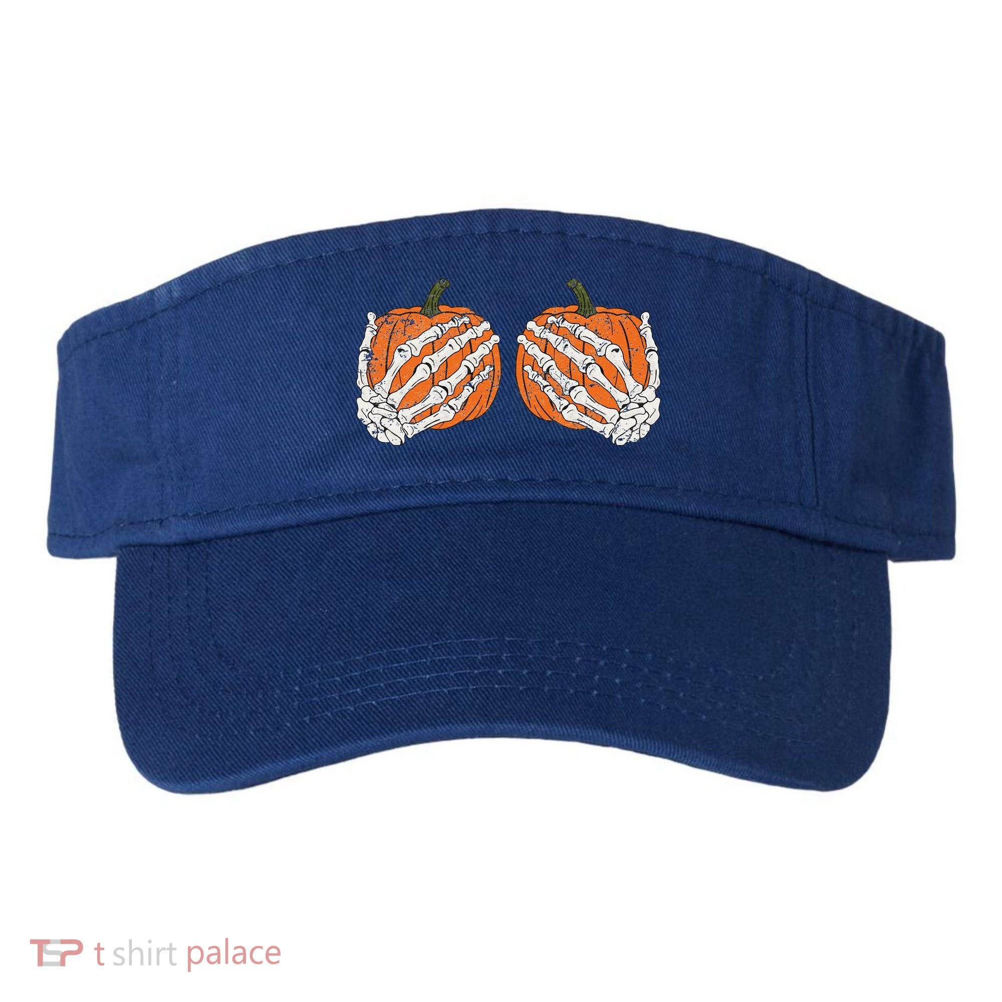 Pumpkin Boobies Skeleton Hands Funnys Funny Halloween Funny Visor
