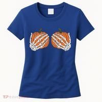 Pumpkin Boobies Skeleton Hands Funnys Funny Halloween Funny Women's T-Shirt thumb 0