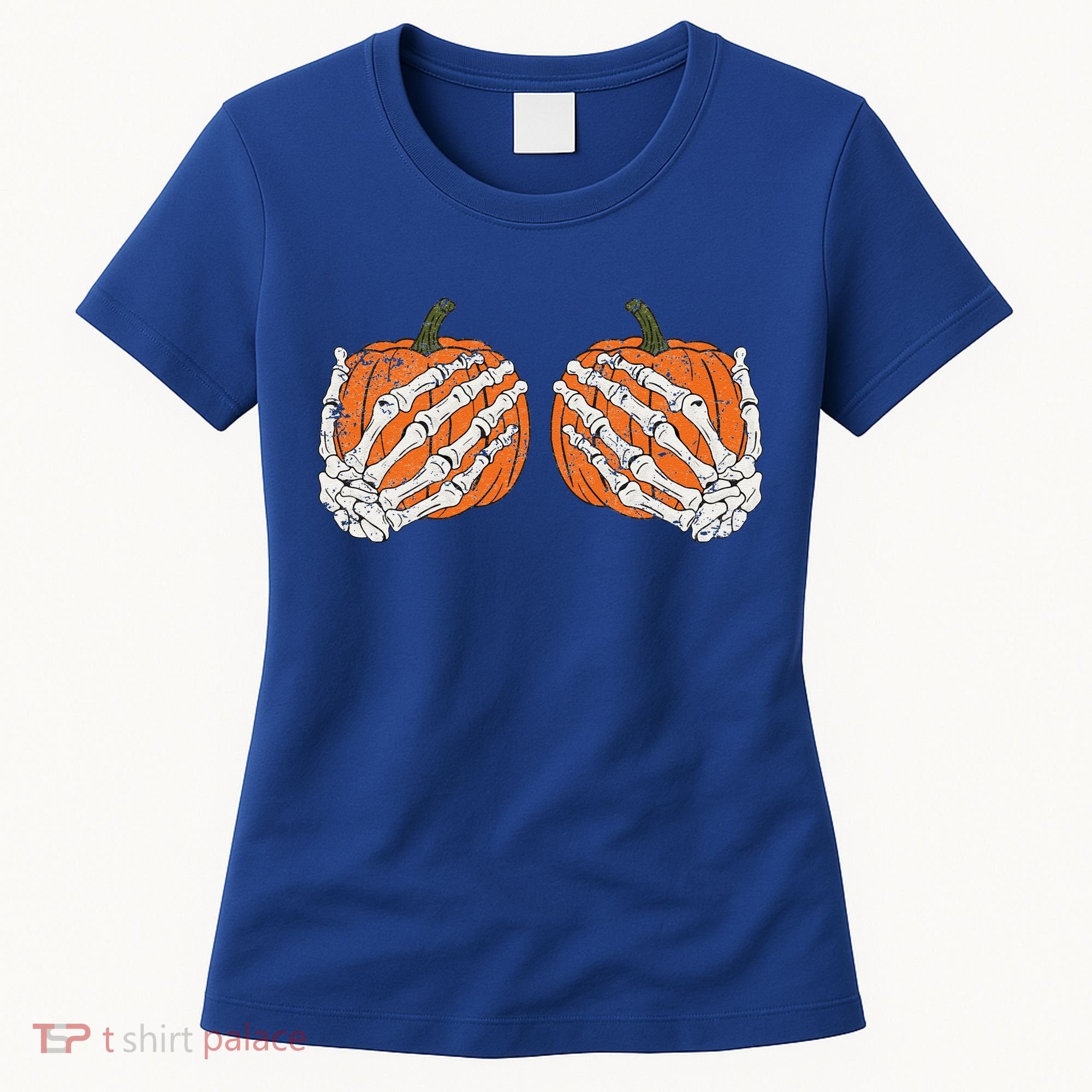 Pumpkin Boobies Skeleton Hands Funnys Funny Halloween Funny Women's T-Shirt