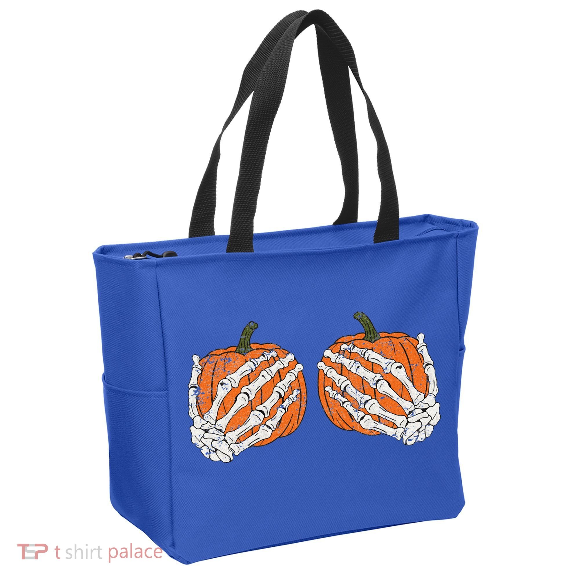 Pumpkin Boobies Skeleton Hands Funnys Funny Halloween Funny Tote Bag