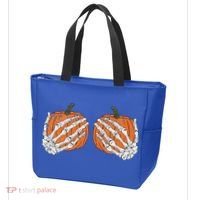 Pumpkin Boobies Skeleton Hands Funnys Funny Halloween Funny Tote Bag thumb 3