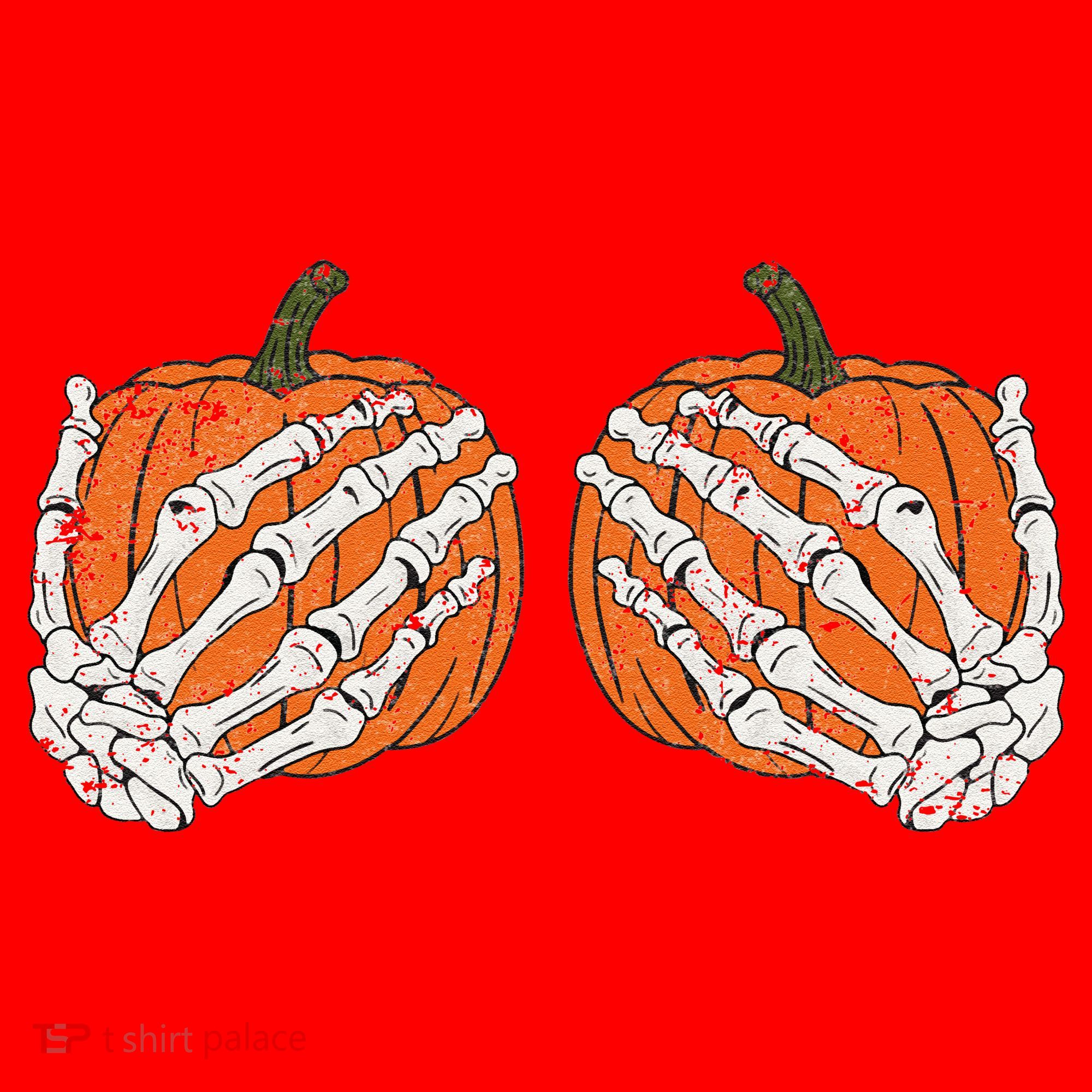 Pumpkin Boobies Skeleton Hands Funnys Funny Halloween Funny Santa Hat