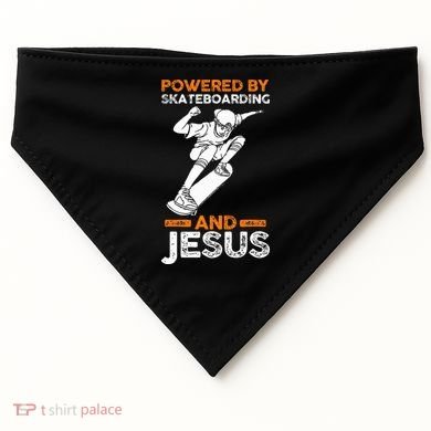 Powered by skateboarding and jesus USA-Made Doggie Bandana