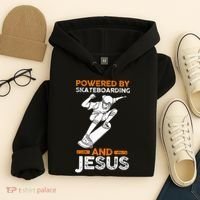 Powered by skateboarding and jesus Hoodie thumb 4