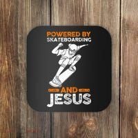 Powered by skateboarding and jesus Coaster thumb 0