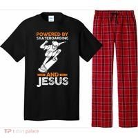 Powered by skateboarding and jesus Pajama Set thumb 0