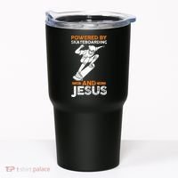 Powered by skateboarding and jesus Tumbler thumb 0