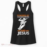 Powered by skateboarding and jesus Women's Tank Top thumb 0