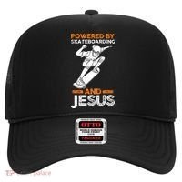 Powered by skateboarding and jesus Hat thumb 0