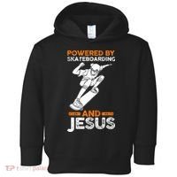 Powered by skateboarding and jesus Toddler Hoodie thumb 0