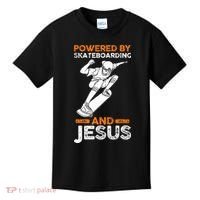 Powered by skateboarding and jesus Kids T-Shirt thumb 0