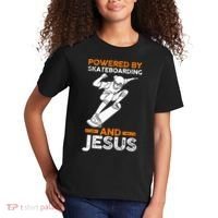 Powered by skateboarding and jesus Kids T-Shirt thumb 2