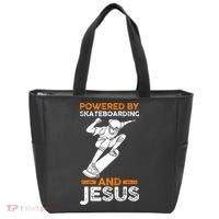 Powered by skateboarding and jesus Tote Bag thumb 0