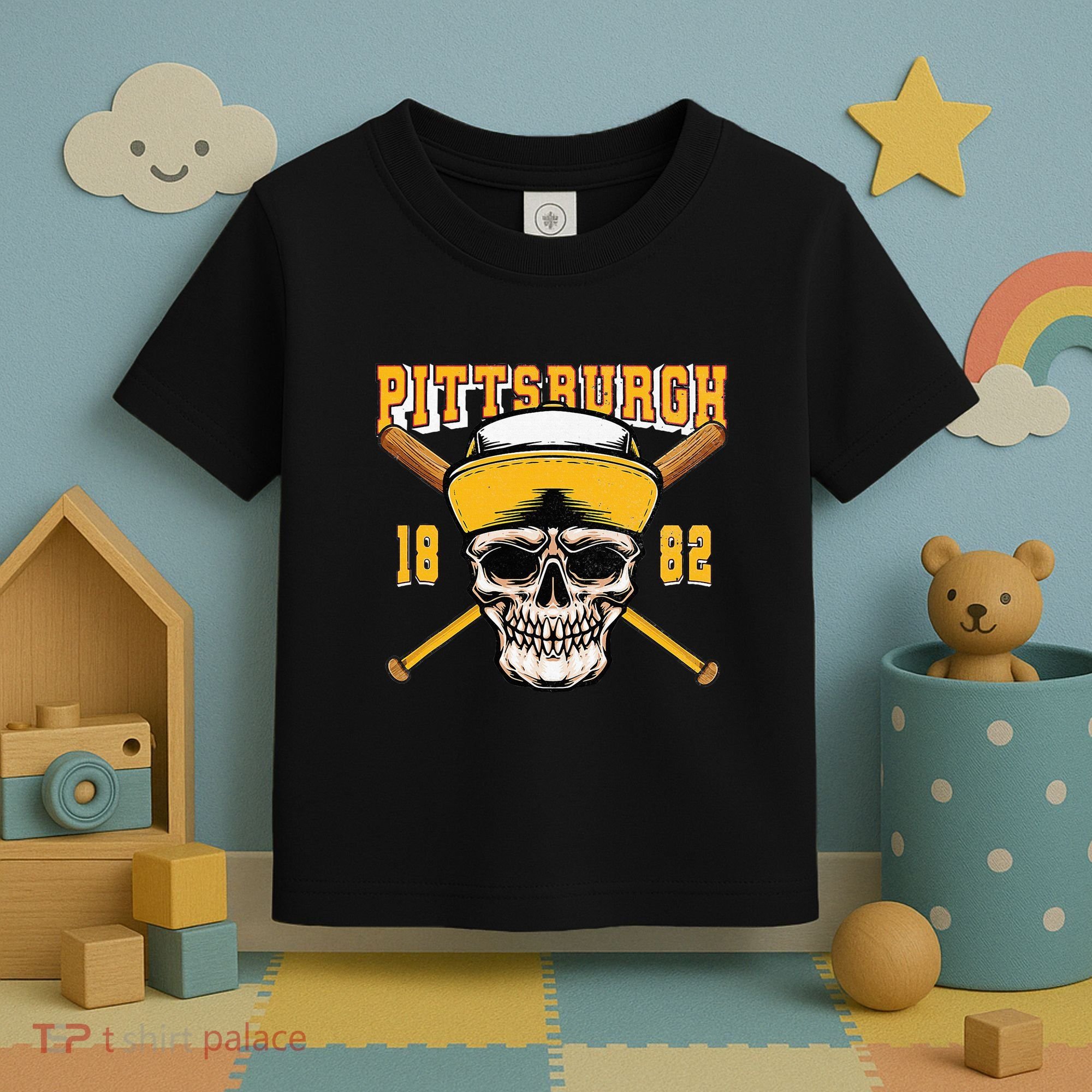 Pittsburgh Baseball Skyline Pennsylvania Player Coach Fan Toddler T-Shirt