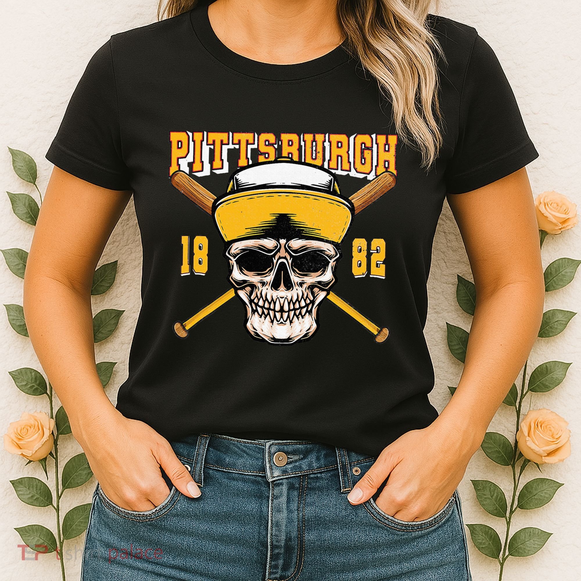 Pittsburgh Baseball Skyline Pennsylvania Player Coach Fan Women's T-Shirt