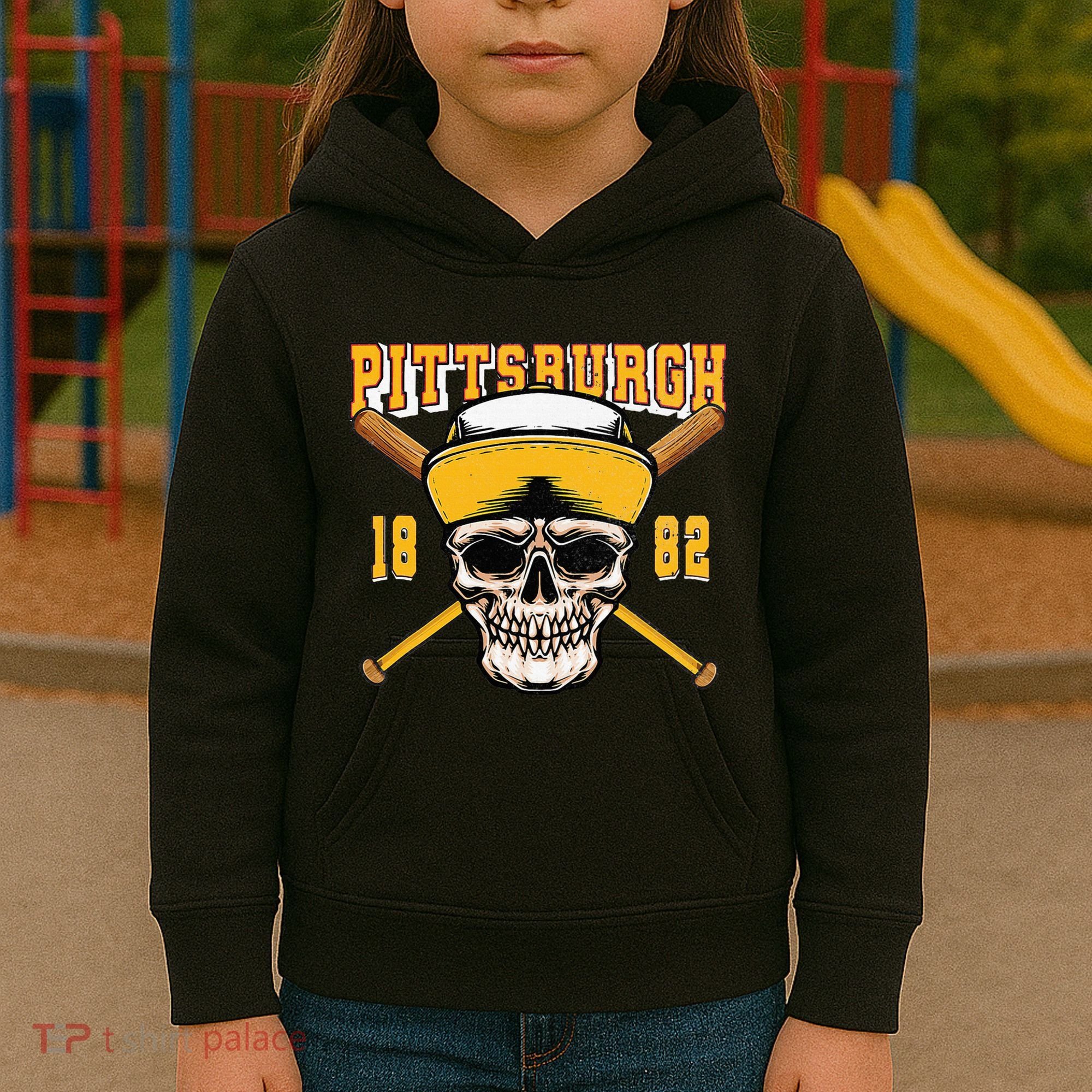 Pittsburgh Baseball Skyline Pennsylvania Player Coach Fan Kids Hoodie