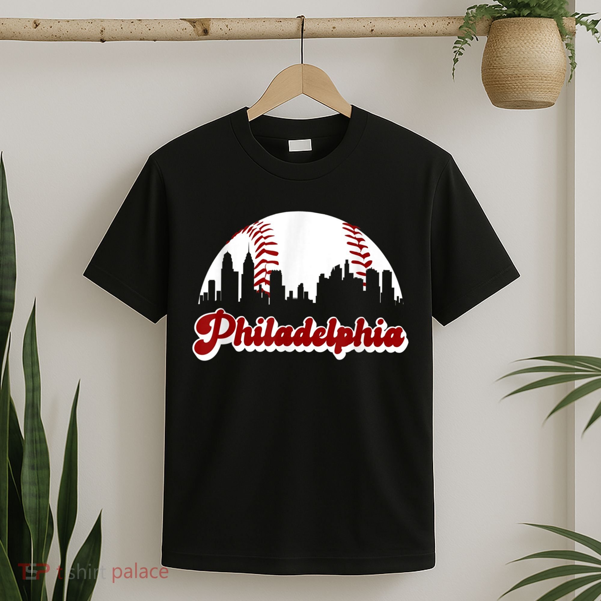Philadelphia Baseball Skyline Philly City Retro Vintage Tee T-Shirt