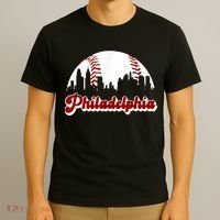 Philadelphia Baseball Skyline Philly City Retro Vintage Tee T-Shirt thumb 3