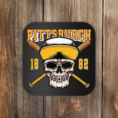 Pittsburgh Baseball Skyline Pennsylvania Player Coach Fan Coaster