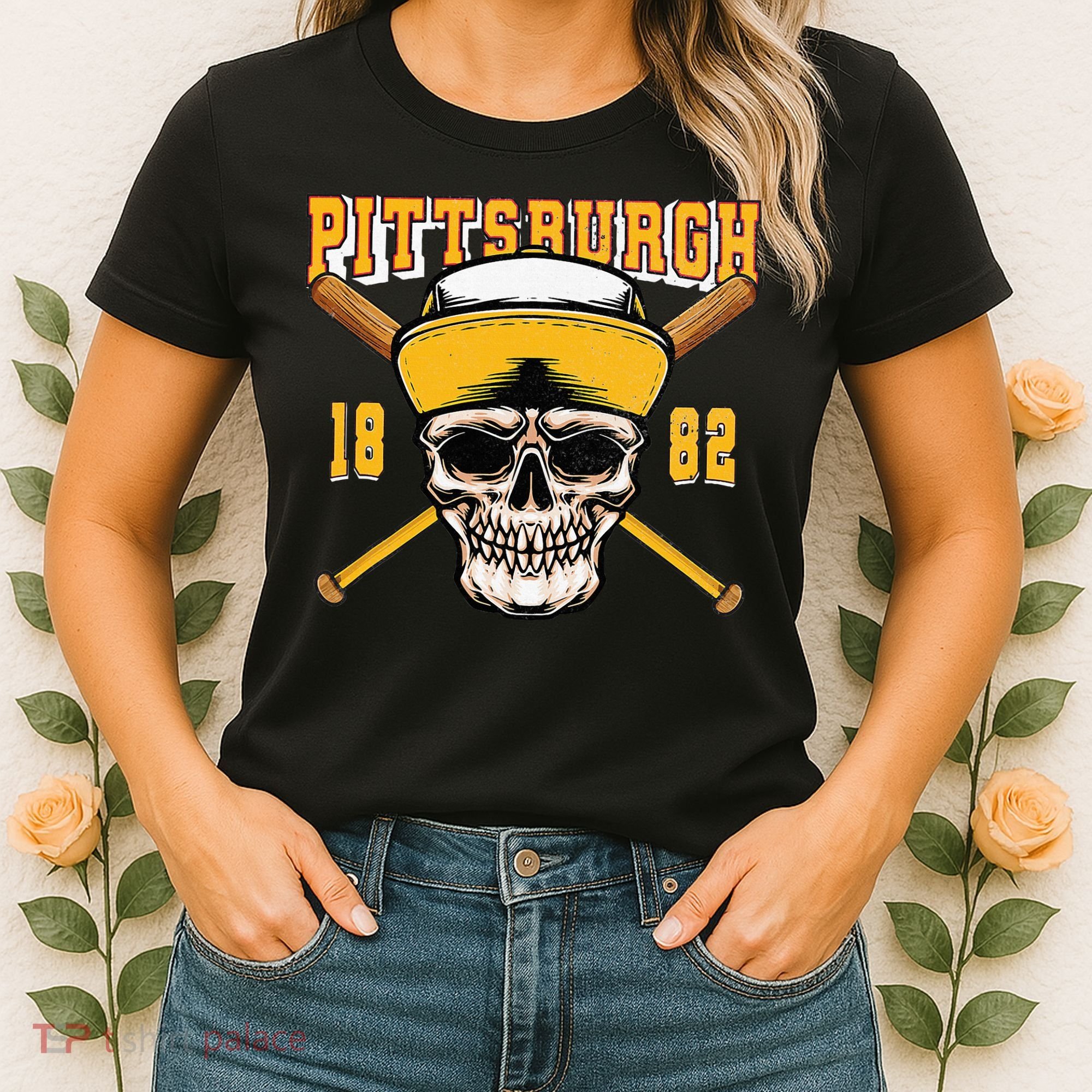 Pittsburgh Baseball Skyline Pennsylvania Player Coach Fan Women's T-Shirt