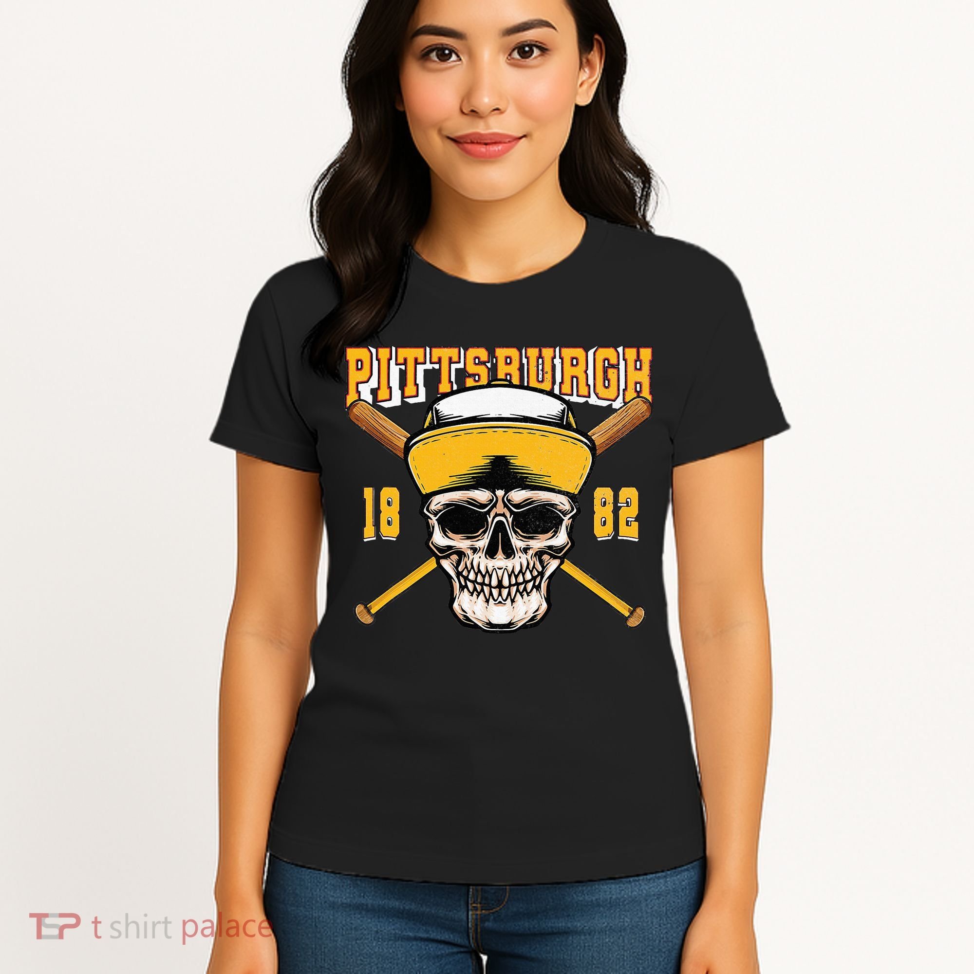 Pittsburgh Baseball Skyline Pennsylvania Player Coach Fan Women's T-Shirt