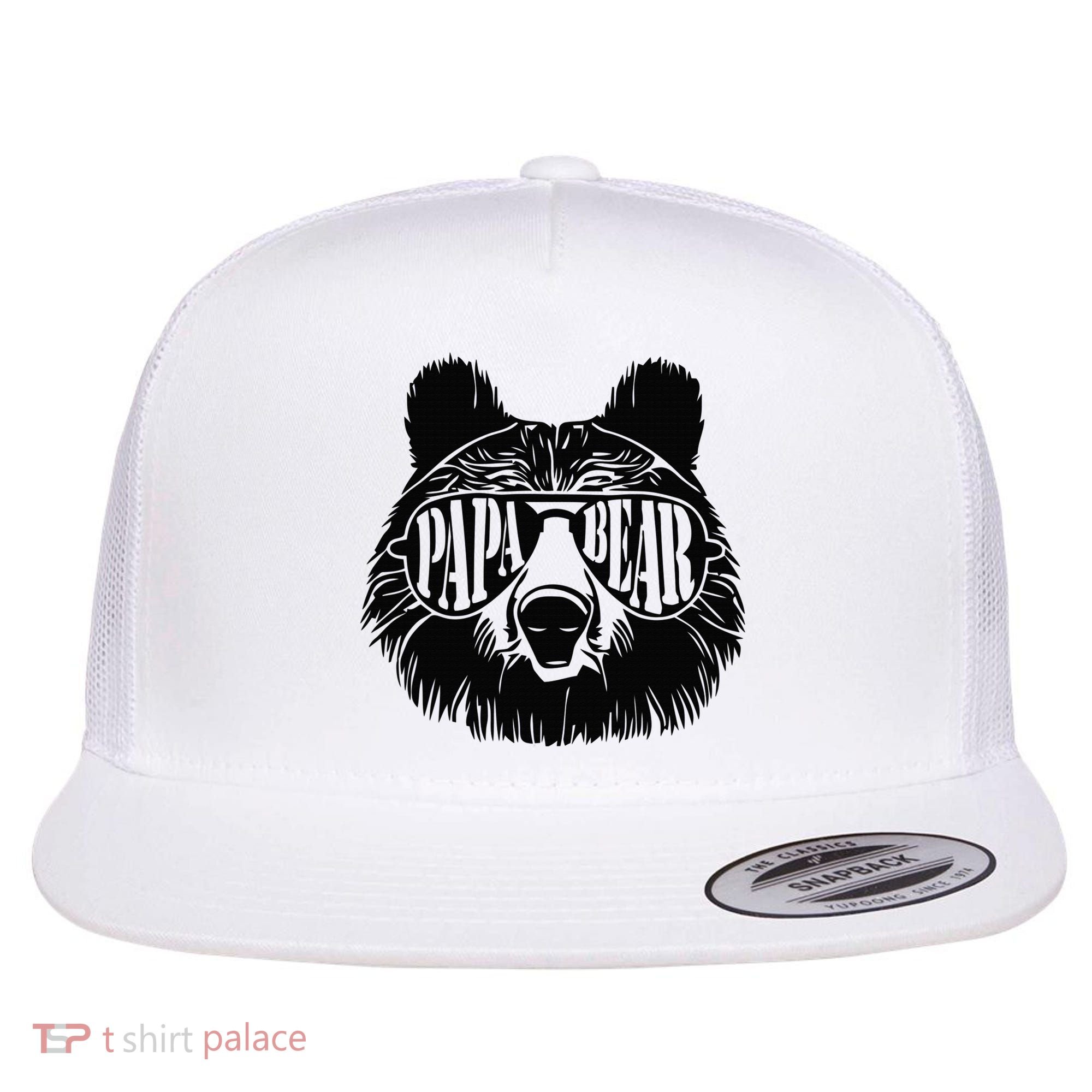 Papa Bear Sunglasses Fathers Day Dad Grandpa Flat Bill Trucker Hat