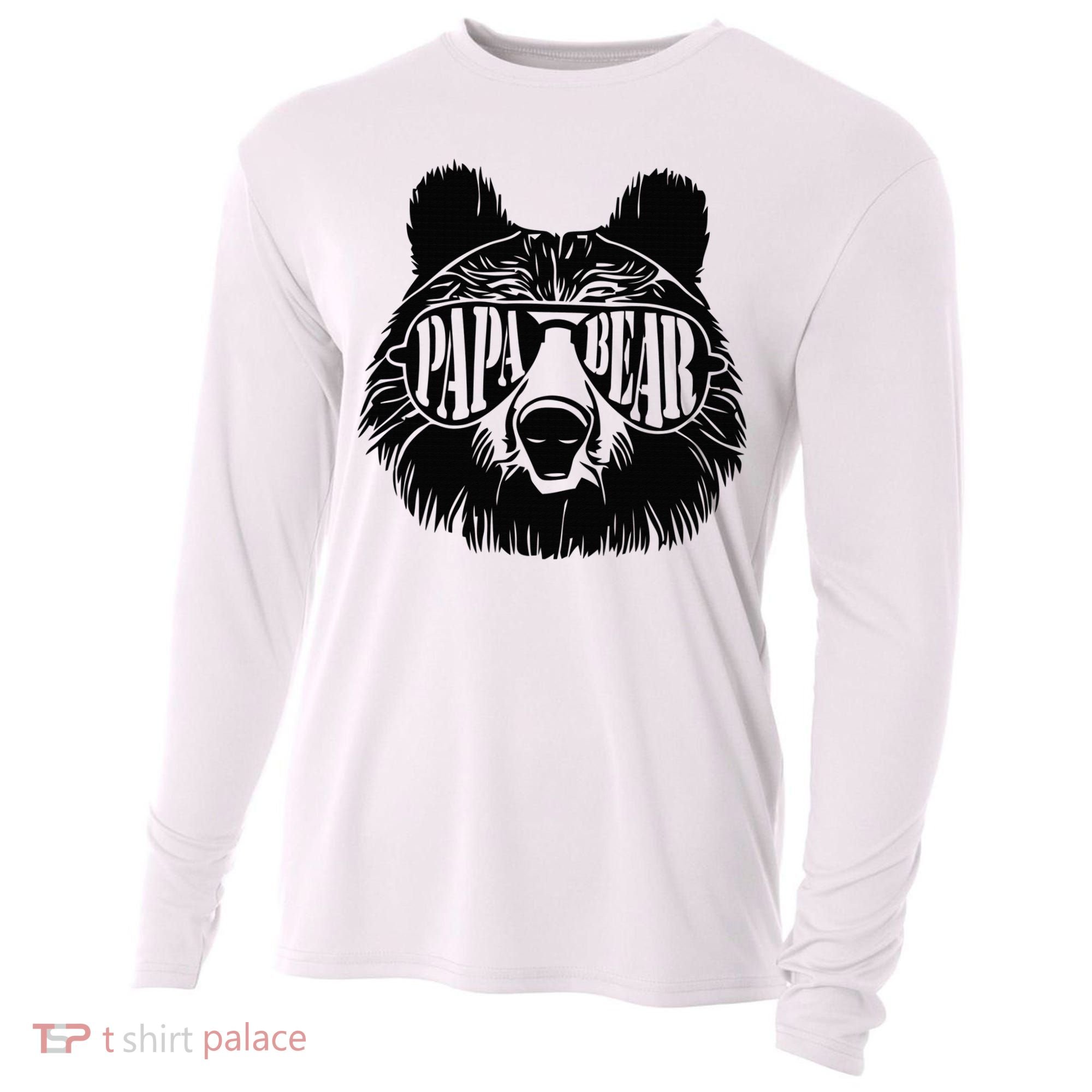 Papa Bear Sunglasses Fathers Day Dad Grandpa Cooling Performance Long Sleeve Crew