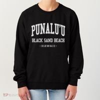 PunaluU Black Sand Beach Kona Stitched Big Island Of Hawaii Women's Sweatshirt thumb 0