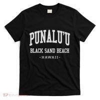 PunaluU Black Sand Beach Kona Stitched Big Island Of Hawaii T-Shirt thumb 0