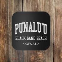 PunaluU Black Sand Beach Kona Stitched Big Island Of Hawaii Coaster thumb 0