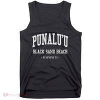 PunaluU Black Sand Beach Kona Stitched Big Island Of Hawaii Tank Top thumb 0