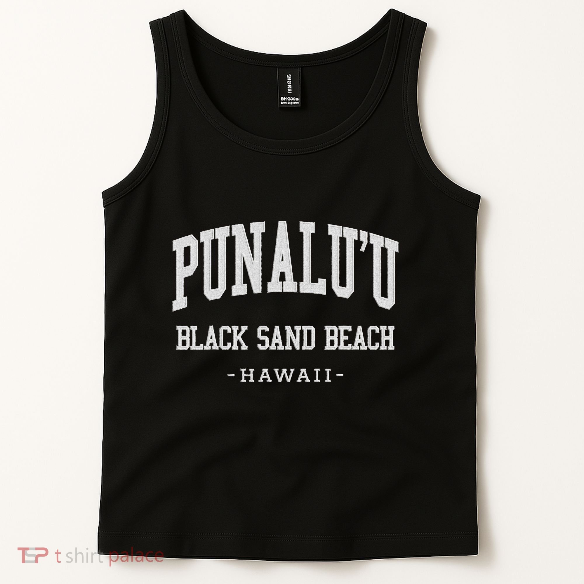 PunaluU Black Sand Beach Kona Stitched Big Island Of Hawaii Tank Top