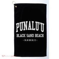 PunaluU Black Sand Beach Kona Stitched Big Island Of Hawaii Golf Towel thumb 0