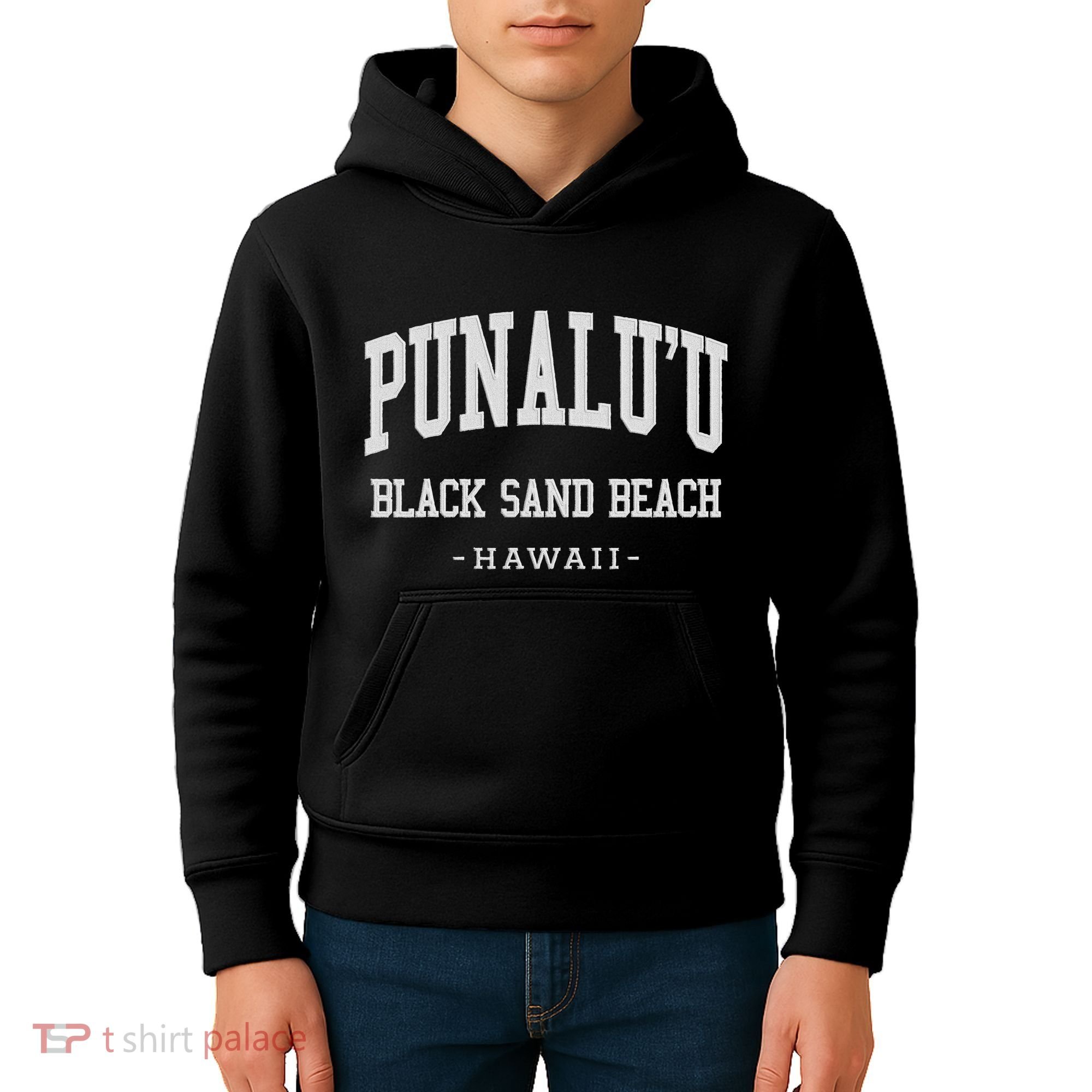 PunaluU Black Sand Beach Kona Stitched Big Island Of Hawaii Kids Hoodie