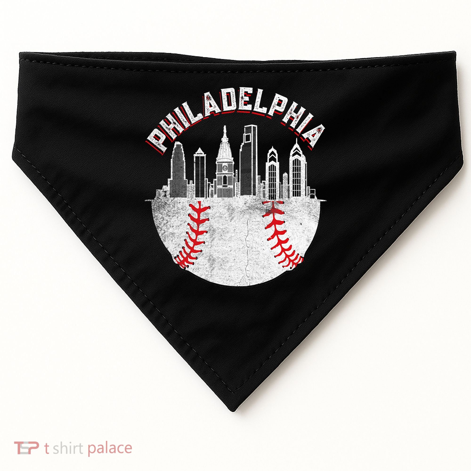 Philadelphia Baseball Skyline Retro Philly Cityscap USA-Made Doggie Bandana