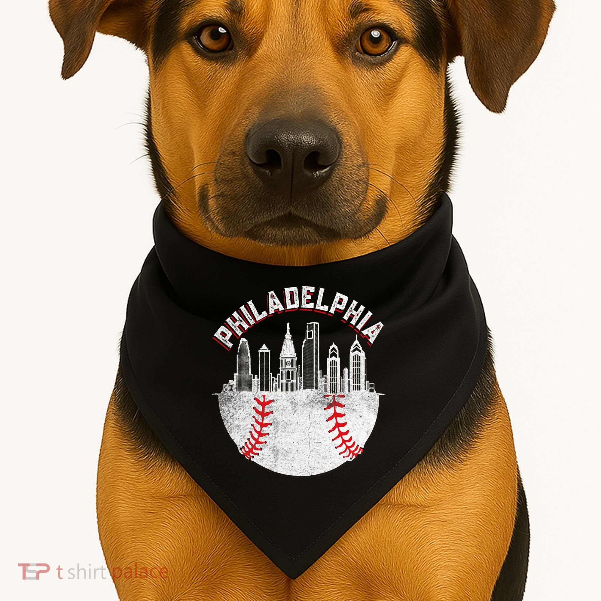 Philadelphia Baseball Skyline Retro Philly Cityscap USA-Made Doggie Bandana